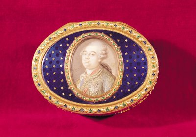 Snuffbox with a portrait miniature of Louis XVI on ivory by Pierre Noel Violet by Jean Nicolas Meuniere
